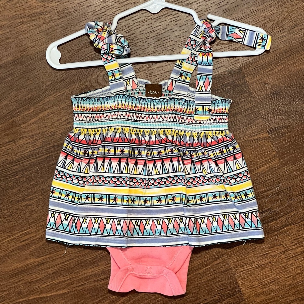 Tea collection 3-6m twirl dress with Aztec print